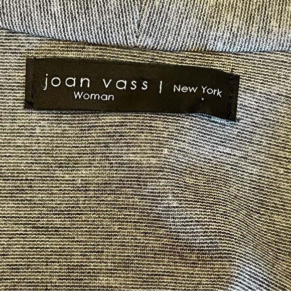 Joan Vass NY Gray Cardigan Women's Size 3X Stretch Knit Faux Leather Sleeves - Picture 6 of 9